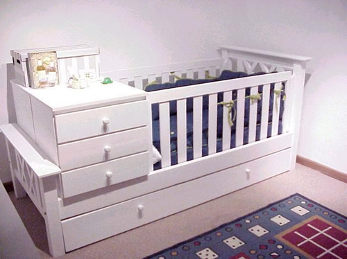 Muebles Infantiles - Cuna funcional modelo cruz ( Laqueada ) Sin Carro Cama